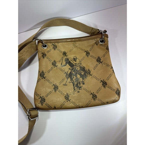 VINTAGE✨U.S. POLO ASSN Crossbody Handbag Purse✨Light Brown Dark Brown - Picture 1 of 4